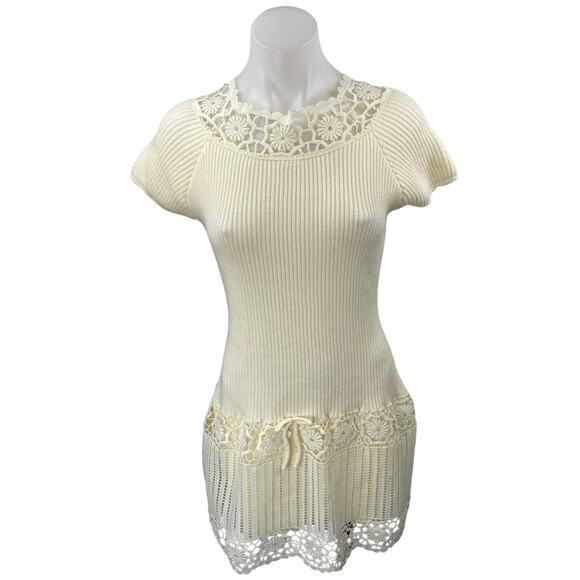 Chic Cream Lace Mini Dress - Picture 1 of 2